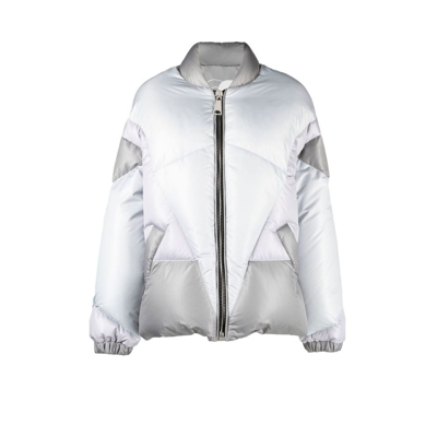 Shop Khrisjoy Silver Puff Khris Heart Quilted Jacket In Grey