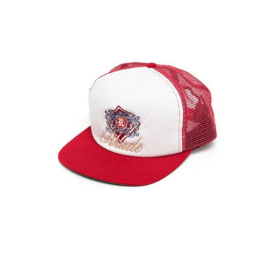 Shop Rhude Red Crest Logo Trucker Cap