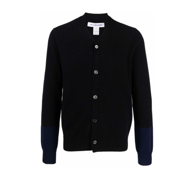 Shop Comme Des Garçons Shirt Navy Wool V-neck Knit Cardigan - Men's - Lambs Wool In Black