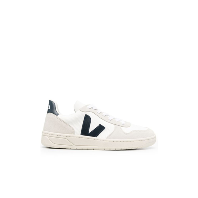Shop Veja V-10 B-mesh Sneakers - Men's - Calf Leather/rubber/fabric In White