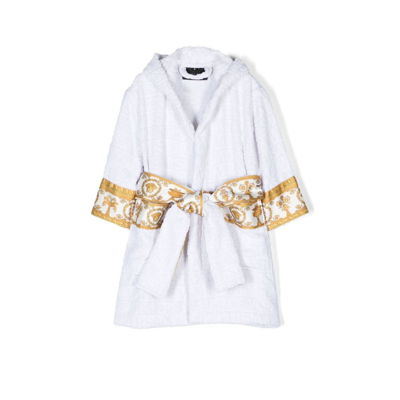 Shop Versace White I Love Baroque Robe