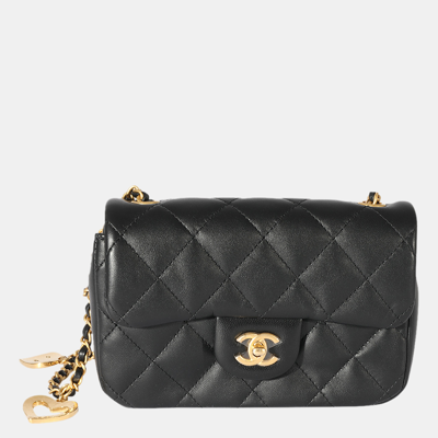 Pre-owned Chanel Black Quilted Lambskin Leather 2022 Mini Flap Bag
