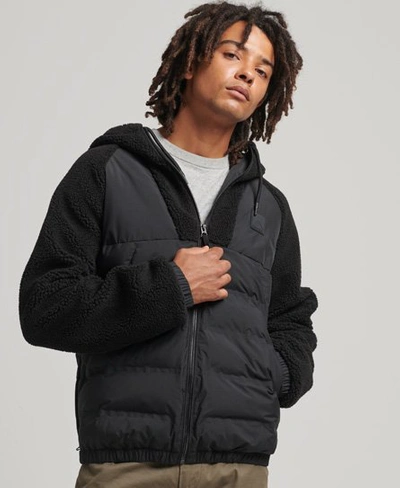 Superdry Men's Mountain Fleece Hybrid Zip Hoodie Black | ModeSens