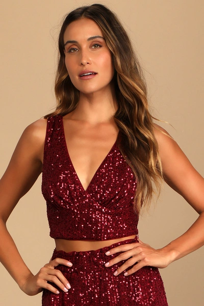 Shop Lulus Flawless Sparkle Wine Red Sequin V-neck Tank Top