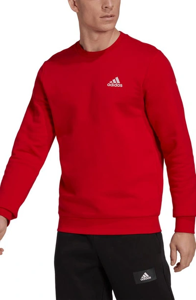 Shop Adidas Originals Feel Cozy Sweatshirt In Scarlet/ White