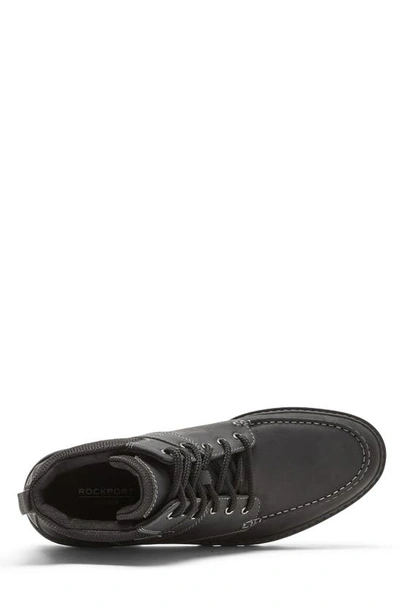 Rockport Waterproof Moc Toe Lug Sole Boot In Black Lea/sde