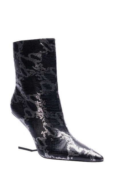 Lady Couture Princess Inverted Heel Bootie In Black Snake