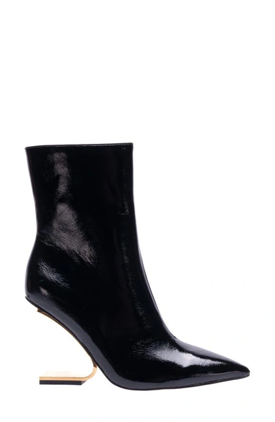 Lady Couture Princess Inverted Heel Bootie In Black Patent
