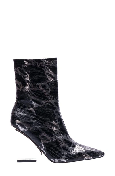 Lady Couture Princess Inverted Heel Bootie In Black Snake