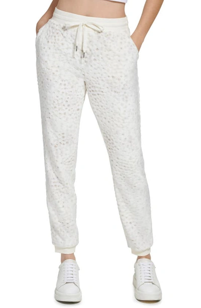 Shop Andrew Marc Sport Textured Velour Pocket Joggers In Ivory Snow Flurries