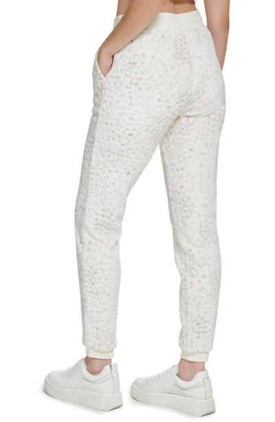 Shop Andrew Marc Sport Textured Velour Pocket Joggers In Ivory Snow Flurries