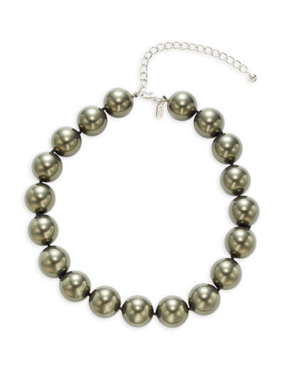 Shop Kenneth Jay Lane Women's Rhodium Plated & Faux Pearl Beaded Necklace In Silver