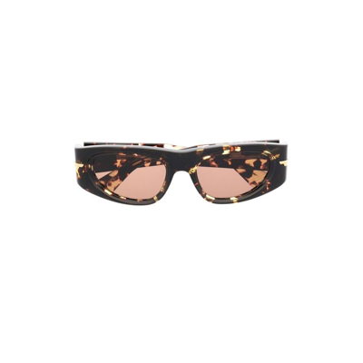 Shop Bottega Veneta Brown Tortoiseshell Cat Eye Sunglasses
