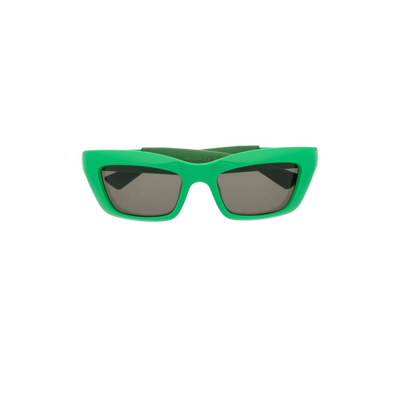 Bottega Veneta Green Sport Rectangle Sunglasses In Green