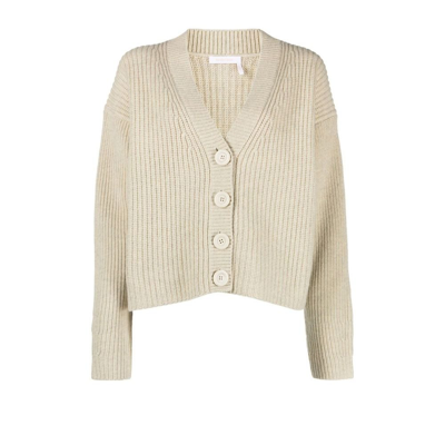 Shop See By Chloé Neutral Knitted Cardigan In Neutrals