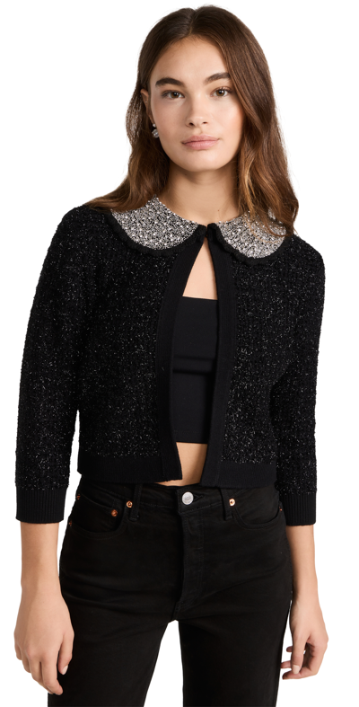 Shop Alice And Olivia Akira Textured Cardi With Embellished Crystals