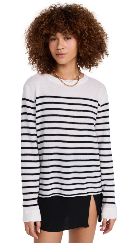 Reformation Cashmere Boyfriend Sweater In Gossamer/black Stripe