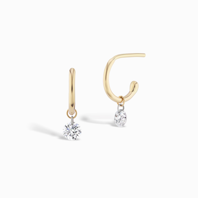 Shop Sophie Ratner Pierced Diamond Huggies Earring In Yellow Gold,white Diamonds