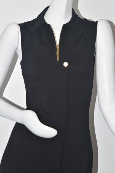 Pre-owned The Row Macallister Stretch Knit Dress Midnight Black Gold Zip S