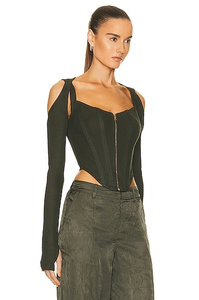 Shop Dion Lee Shift Loop Corset Top In Shadow Green