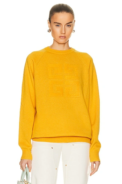 Shop Givenchy Bicolor Crewneck Sweater With Front 4g In Golden Yellow