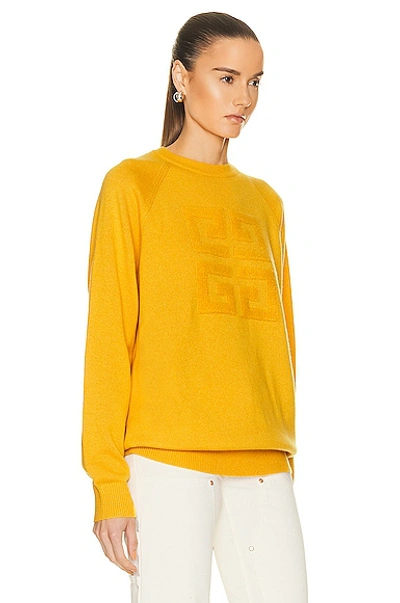 Shop Givenchy Bicolor Crewneck Sweater With Front 4g In Golden Yellow