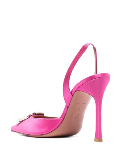 Amina Muaddi Camelia Crystal-embellished Satin Slingback Pumps In Rosa