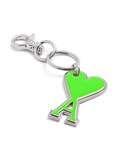 Shop Ami Alexandre Mattiussi Ami De Coeur Keychain In Silver