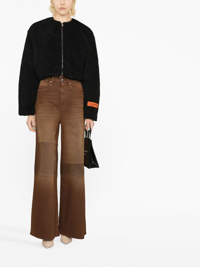 Shop Heron Preston Cropped Fleece Jacket In Black