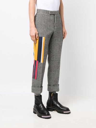 Shop Thom Browne Patchwork Cropped Wool Trousers In Black