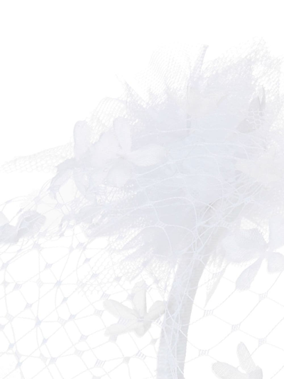 Maison Michel Yosh Pom-pom Flower Headband In White