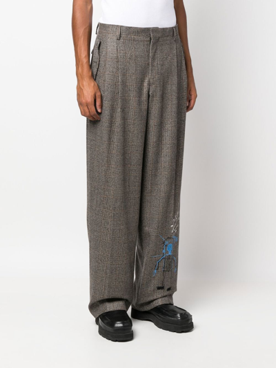 Shop Etudes Studio Graphic-print Wide-leg Trousers In Brown