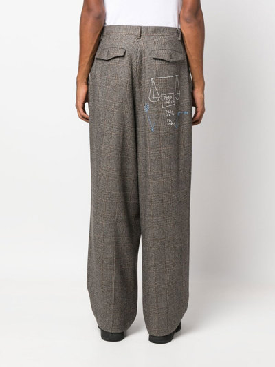 Shop Etudes Studio Graphic-print Wide-leg Trousers In Brown