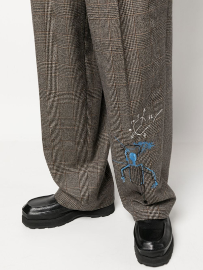 Shop Etudes Studio Graphic-print Wide-leg Trousers In Brown