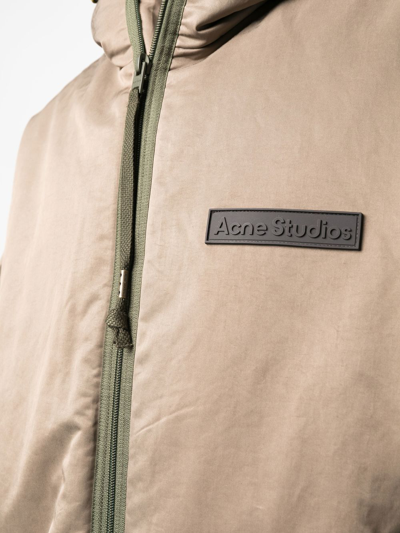 Shop Acne Studios Shearling-lined Hooded Coat In Nude