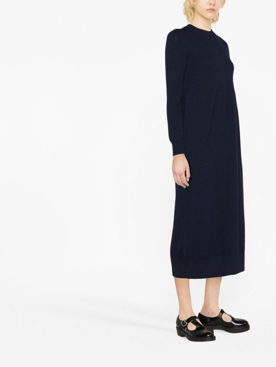 Shop Barrie Long Cashmere Dress In Blue