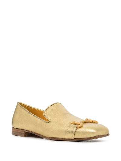 Shop Madison.maison Square-toe Horsebit Loafers In Gold