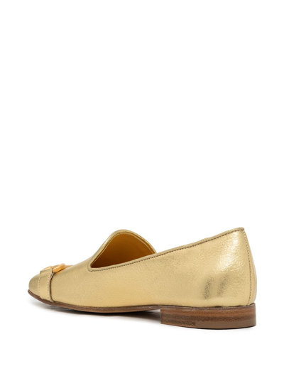 Shop Madison.maison Square-toe Horsebit Loafers In Gold