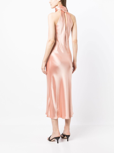 Shop Galvan Cropped Sienna Satin Dress In Pink