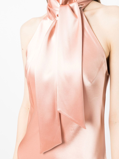 Shop Galvan Cropped Sienna Satin Dress In Pink