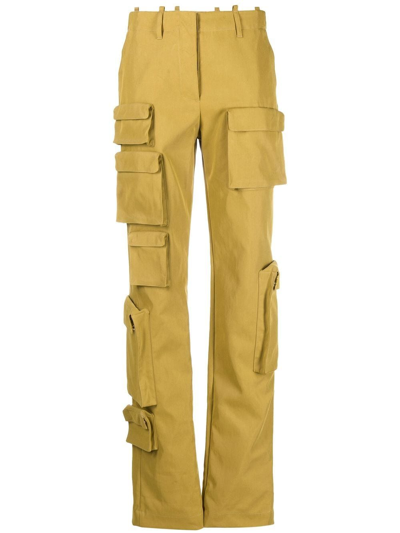 Shop Off-white Co Multipocket Straight-leg Cargo Trousers In Grün