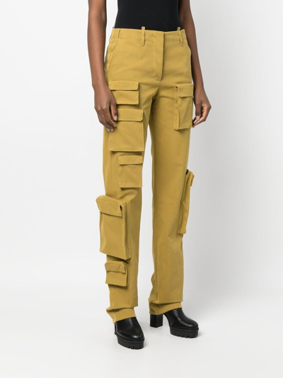 Shop Off-white Co Multipocket Straight-leg Cargo Trousers In Grün