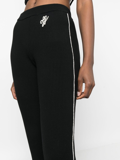 Off-white Embroidered-logo Knit Trousers In Black