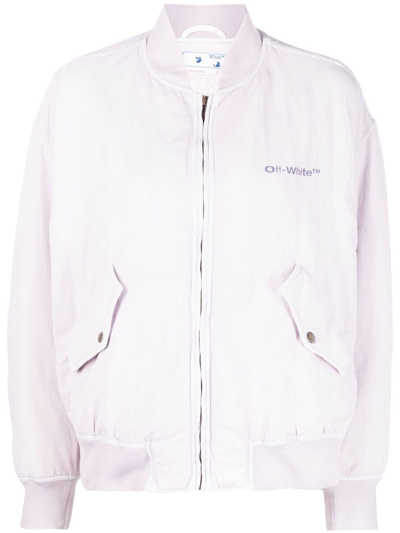 Shop Off-white Zipped-up Bomber Jacket In Pink