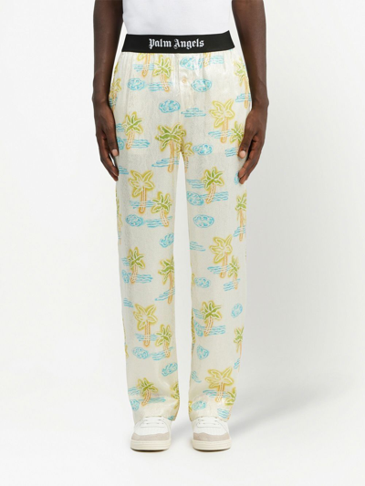 Shop Palm Angels Show Palm Neon Trousers In Weiss