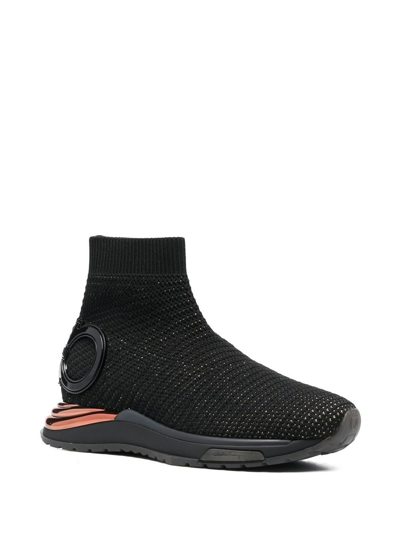 Ferragamo Gardena Sock Ankle Sneakers In Schwarz
