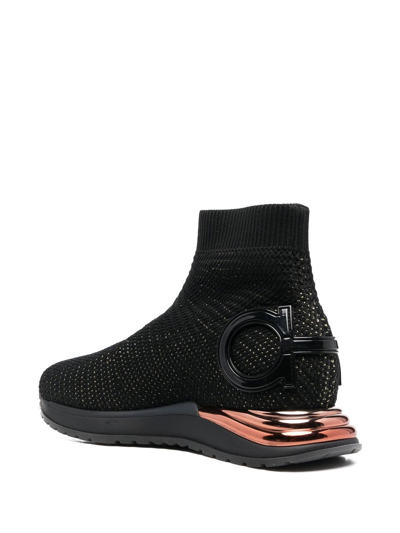 Ferragamo Gardena Sock Ankle Sneakers In Schwarz