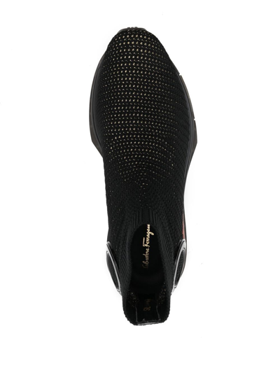 Ferragamo Gardena Sock Ankle Sneakers In Schwarz