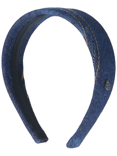 Shop Maison Michel Miwa Denim Headband In Blue