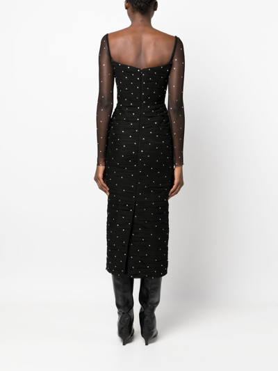 Anouki Black Sequinned Velvet Midi Dress In Schwarz